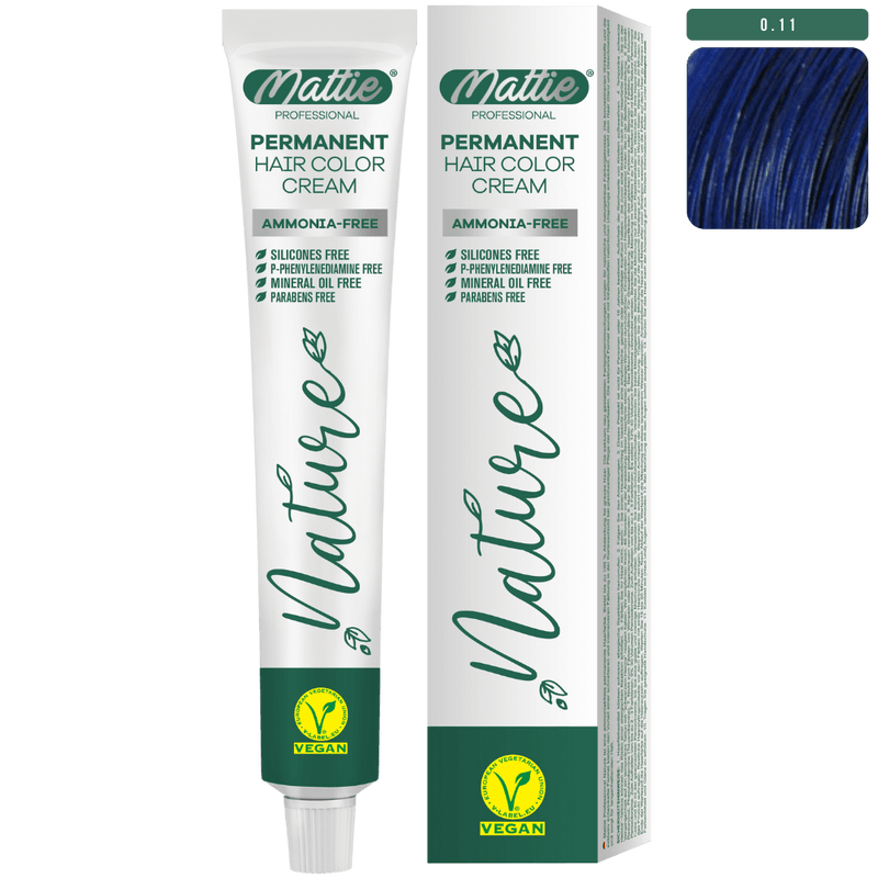 Mattie Professional Nature (0.11) Midnight Blue - Vegan & Ammonia-Free Permanent Color Cream 60ml