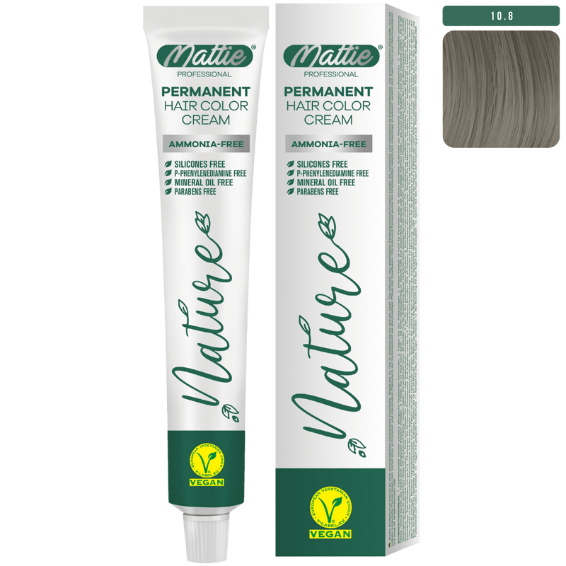Mattie Professional Nature (10.8) Extra Light Blonde Sand Beige - Vegan Permanent Color Cream 60ml