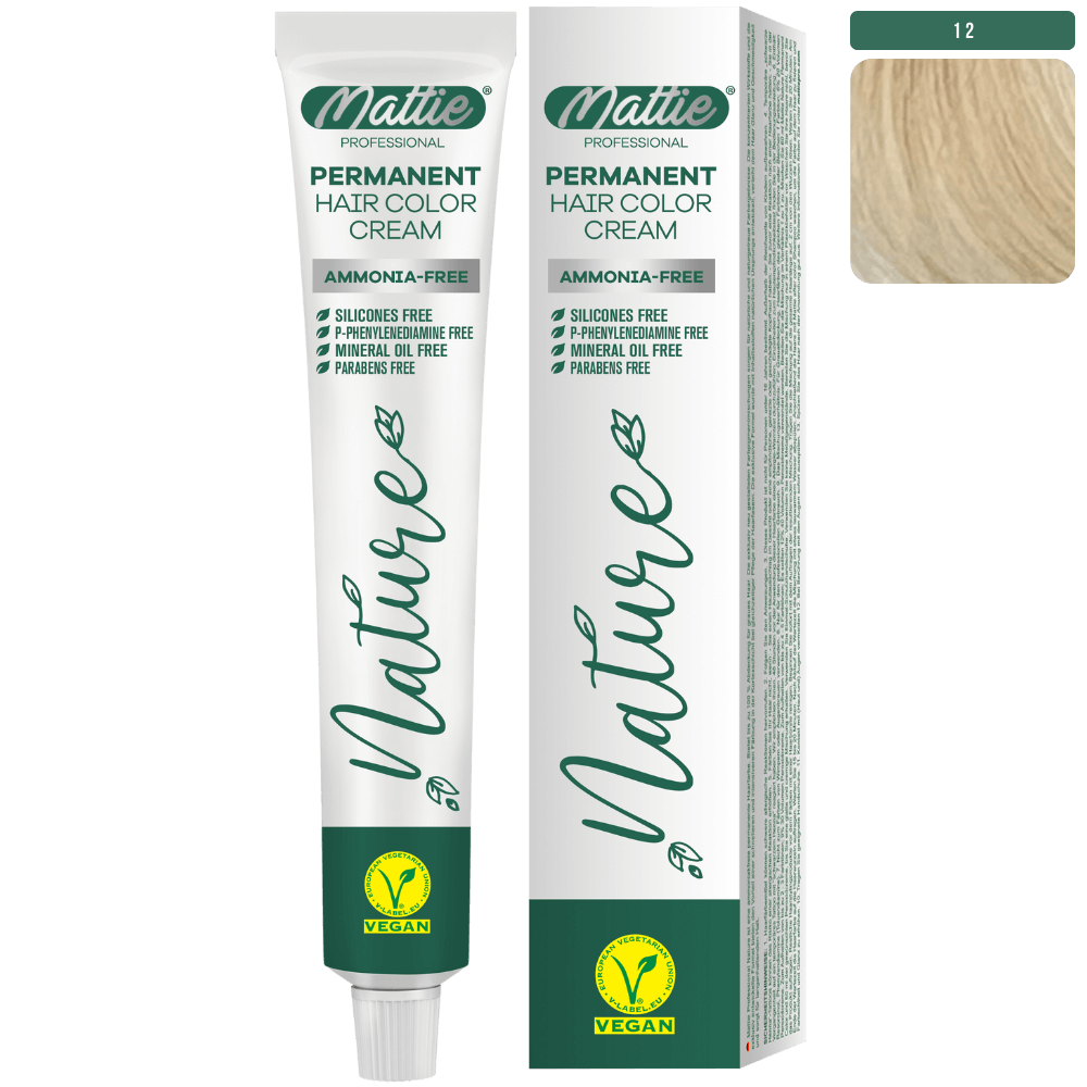 Mattie Professional Nature (12) Intense Blonde Super Aclarant - Vegane Permanent Farbcreme 60ml