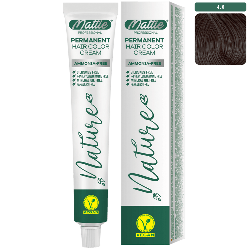 Mattie Professional Nature (4.0) Intense Brown - Vegan Permanent Color Cream 60ml