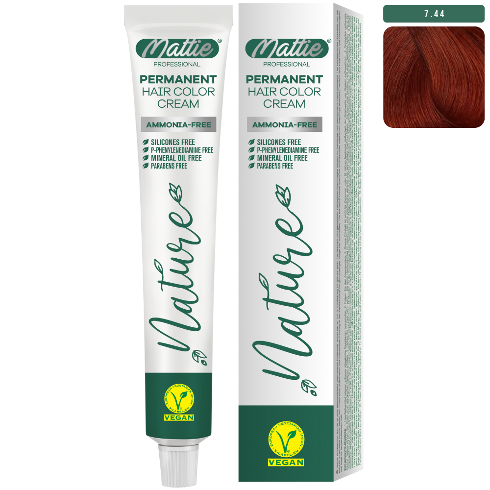 Mattie Professional Nature (7.44) Cobre Intenso - Crema De Coloración Permanente Vegana 60ml