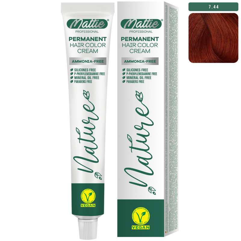Mattie Professional Nature (7.44) Intense Copper - Vegan Permanent Color Cream 60ml
